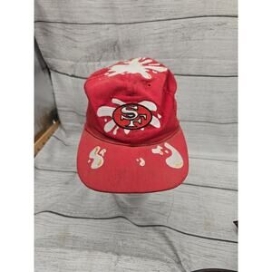 Vintage American Needle Youth San Francisco 49's Baseball Hat Cap Splatter Red